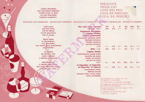 Lufthansa in-flight Drinks, 1955 menu