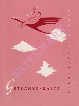 Lufthansa in-flight Drinks, 1955 menu art