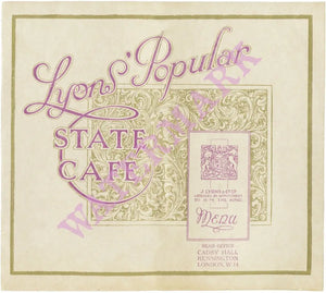 Lyons’ Popular State Café Liverpool 1928 Vintage British Menus