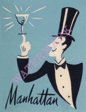 Manhattan Detail from Mark Twain Hotel, 1940s Menu Art