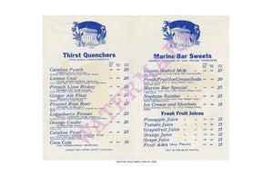 Marine Bar Menu Santa Catalina 1930s