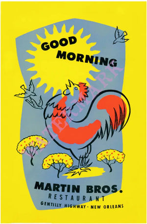 Martin Bros. Breakfast Menu, New Orleans, 1940s