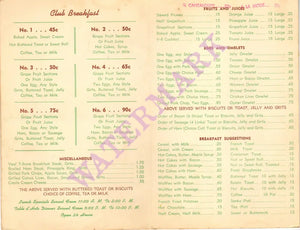 Martin Bros. Breakfast Menu, New Orleans, 1940s