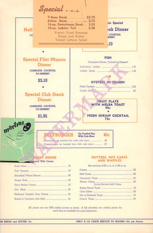 Martini Olive Detail from Mark Twain Hotel Hannibal MO 1950s Vintage Americana Menus