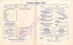 MayCo Wilshire, Terrace Coffee Shop, Los Angeles 1950s Menu