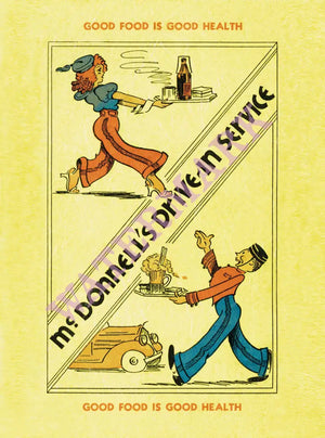 McDonnell's Drive-in, Los Angeles, 1940s Menu Art