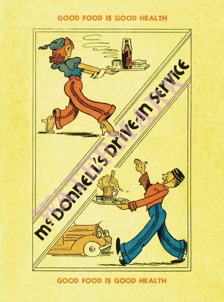 McDonnell's Drive-in, Los Angeles, 1940s Menu Art