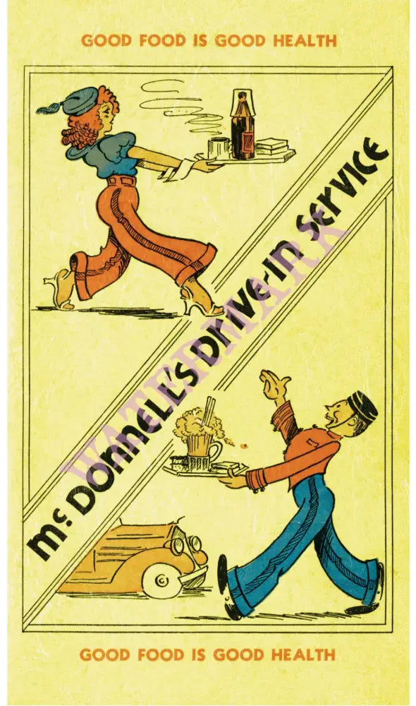 McDonnell's Drive-in, Los Angeles, 1940s Menu Art