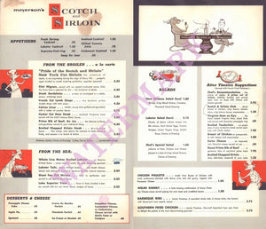Meyerson's Scotch and Sirloin, Detroit 1961 Menu
