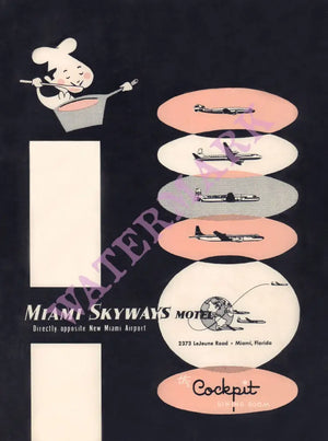 Miami Skyways Motel, Miami Airport 1961 Menu Design