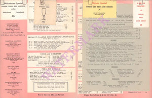 Miami Skyways Motel, Miami Airport 1961 Menu