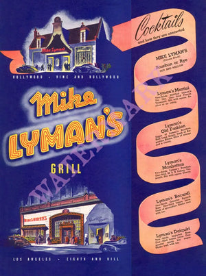 Mike Lyman’s Grill, Hollywood 1942 Menu Art