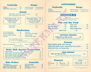 Moby Dick's, Santa Barbara 1964 Menu