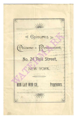 Mon Lay Won Co, New York, 1910