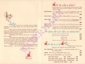 Moo Shops, USA 1950s Menu