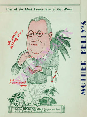 Mother Kelly's, Miami Beach 1936 Menu Art
