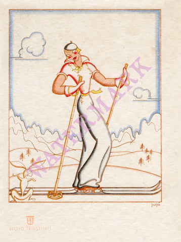 Motonave Oceania, 1930s Menu Design

