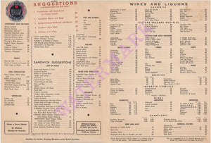 Music Bar, New York 1941 Menu