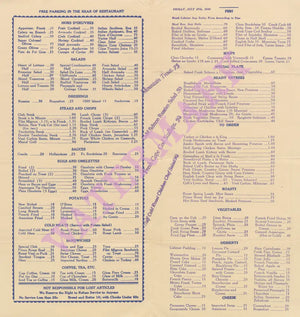 Musso & Franks Grill, Hollywood 1936 Menu