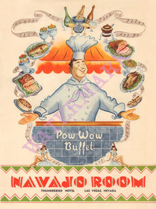 Navajo Room, Thunderbird Hotel Las Vegas 1950s Menu Art
