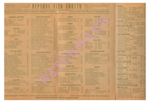 Neptune Fish Grotto, San Francisco 1938 Menu