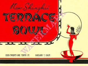 New Shanghai Terrace Bowl, Oakland 1940s Menu Art