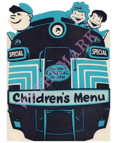 New York Central System, Children's Menu, 1950s Menu Art