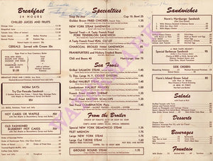 Norms, Los Angeles 1960s Menu