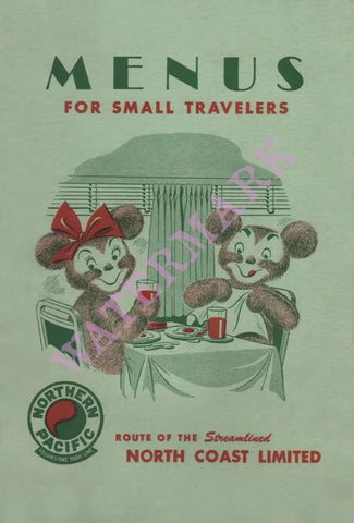 North Coast Limited Menu For Small Travelers 1951 Menu Art