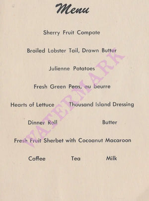 Northwest Orient Airlines, In-Flight Menu 1970s 