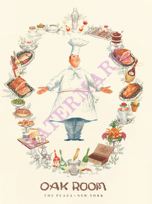 Oak Room, The Plaza New York Menu Art