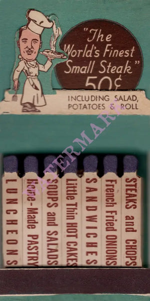 Ollie Hammond's Steak Houses, Matchbook Cover Los Angeles 1930s