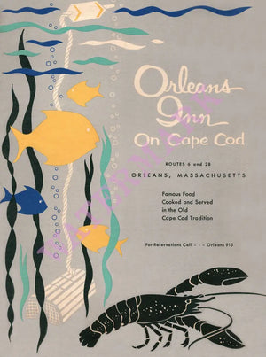 Orleans Inn on Cape Cod, Orleans MA 1957 Menu Art