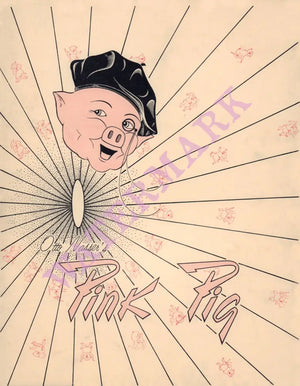 Otto Nasser's Pink Pig, Van Nuys 1960s Menu Art