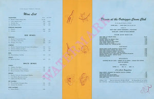 Outrigger Canoe Club, Waikiki 1960s Menu