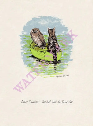Owl & The Pussycat, Steam Ship Oronsay 1955 Lynton Lamb Menu Art