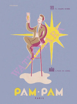 Pam Pam, Paris 1950s Menu Art