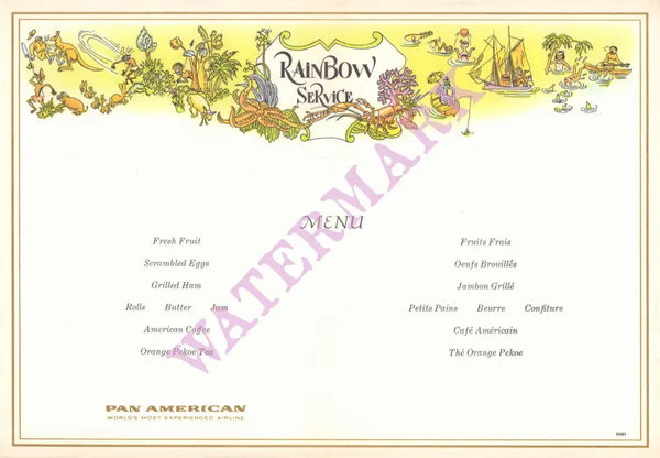 Pan American Australia & Pacific Ocean 1960s Jacques Liozu Map | Vintage Menu Art - food menu