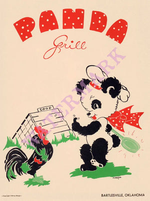 Panda Grill, Bartlesville OK 1948 Menu Art
