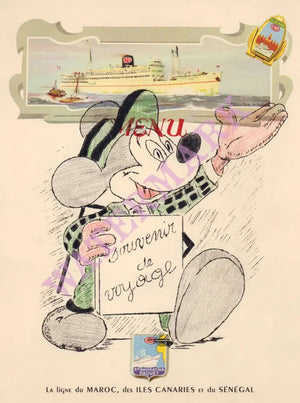 Paquebot “Koutoubia” 1958, Compagnie de Navigation Paquet, Marseille Mickey Mouse Souvenir de voyage
