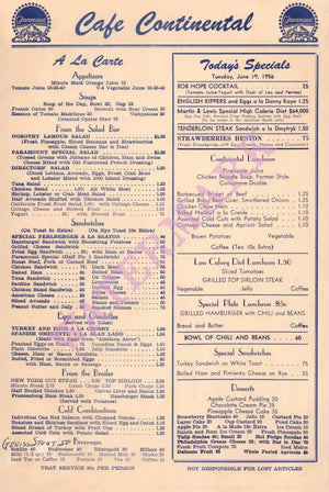 Paramount Pictures Cafe Continental, Hollywood 1956