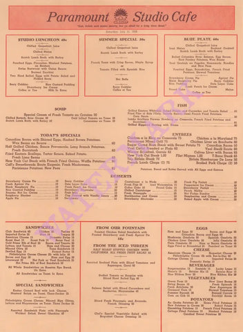 Paramount Studio Cafe, Hollywood 1936 | Vintage Menu Art – cover menu