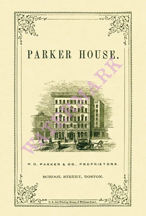 Parker House Boston 1860 Vintage Americana Menus