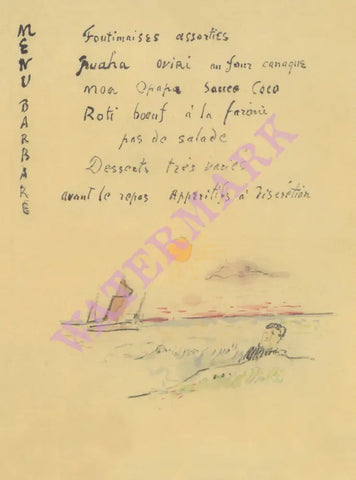 Paul Gaugain Menu Barbare Tahiti 1900