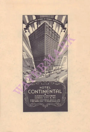 Penguin Dining Room, Hotel Continental Kansas City, MO 1940s | Vintage Menu Art
