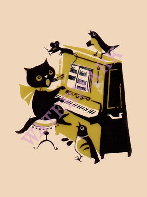 Piano Playing Cat Coaster Date Unknown