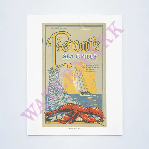 Pieroni's Sea Grills, Boston 1950s Vintage Menu