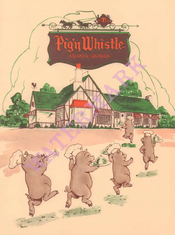 Pig'n Whistle, Atlanta 1958 Menu Art