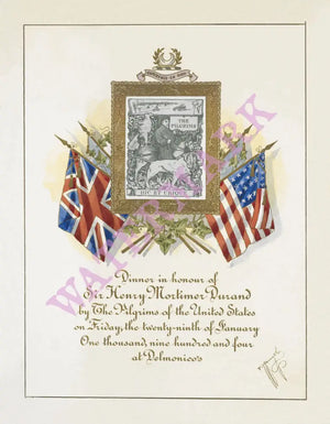 Pilgrims of the United States Dinner For Sir Henry Mortimer Durand, New York 1904