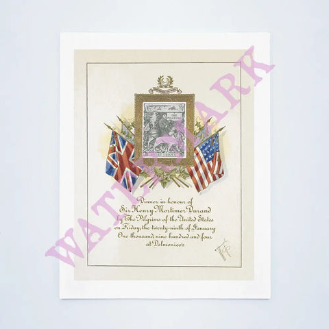 Pilgrims of the United States Dinner For Sir Henry Mortimer Durand, New York 1904
